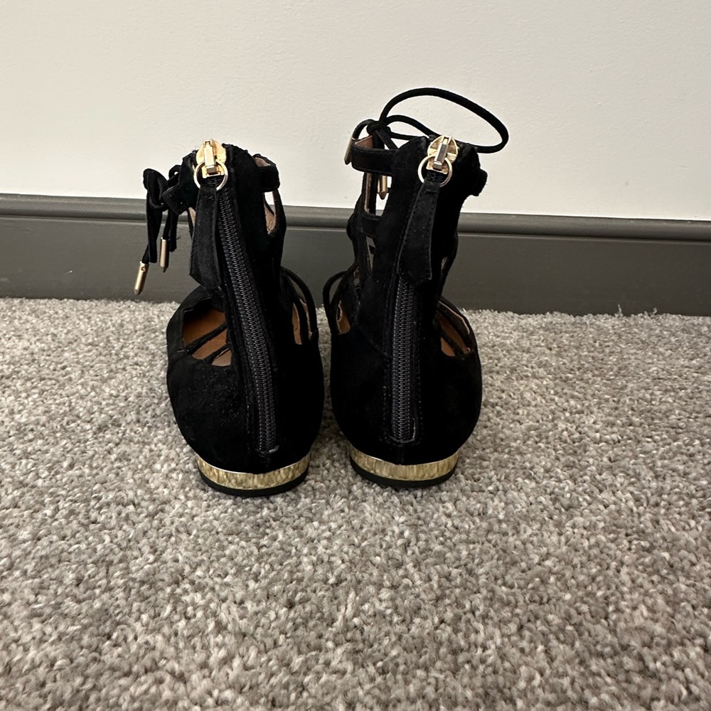 Aquazzura Christy Leather Point Toe Flats in Black Size 37 = U.S 7 $675 - Picture 6 of 10